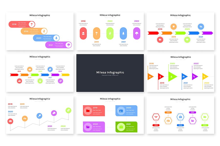 彩色步骤流程信息图形keynote模板 - 顶尖PPT