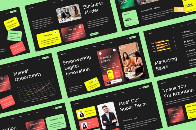 深灰色现代应用商业演讲PPT模板 - 顶尖PPT