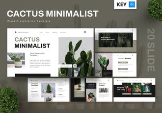 仙人掌极简风格植物主题keynote模板 - 顶尖PPT