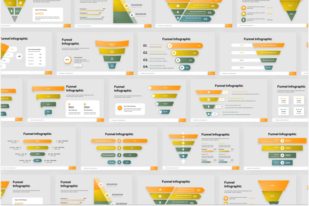 漏斗图信息图形展示PPT模板 - 顶尖PPT