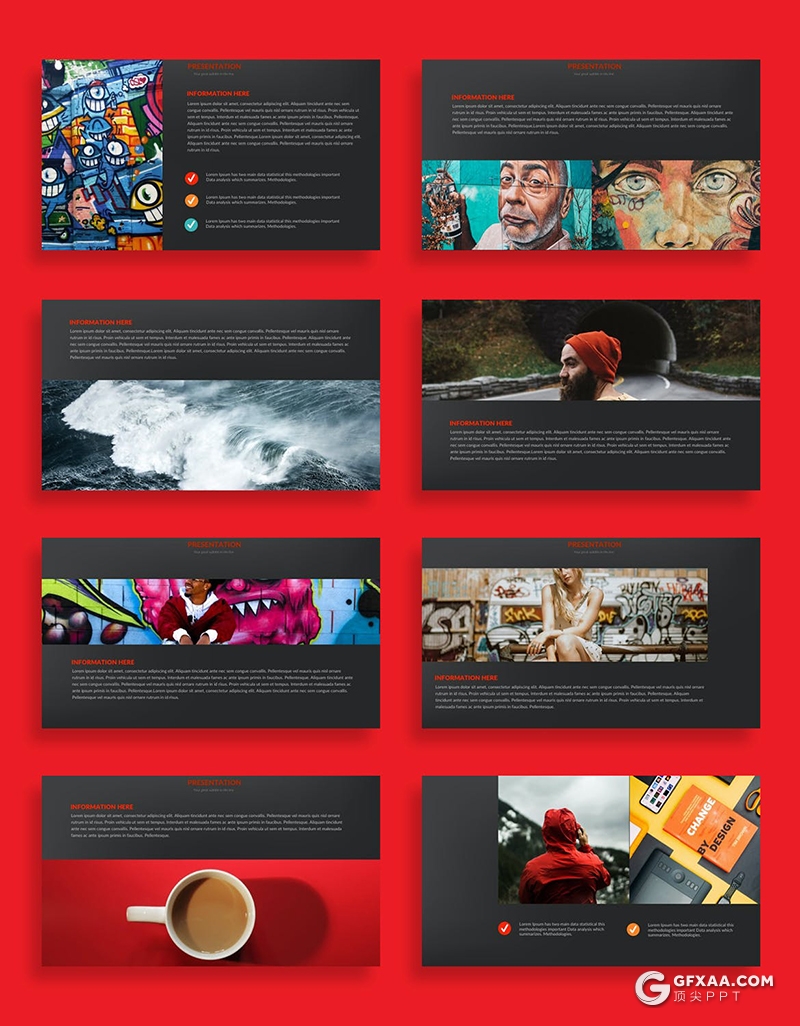 35页创意图片占位符图片展示PPT模板 - 顶尖PPT