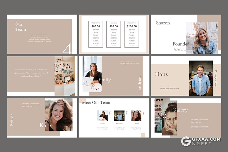 50页时尚流行风格欧美简约PPT模板 - 顶尖PPT