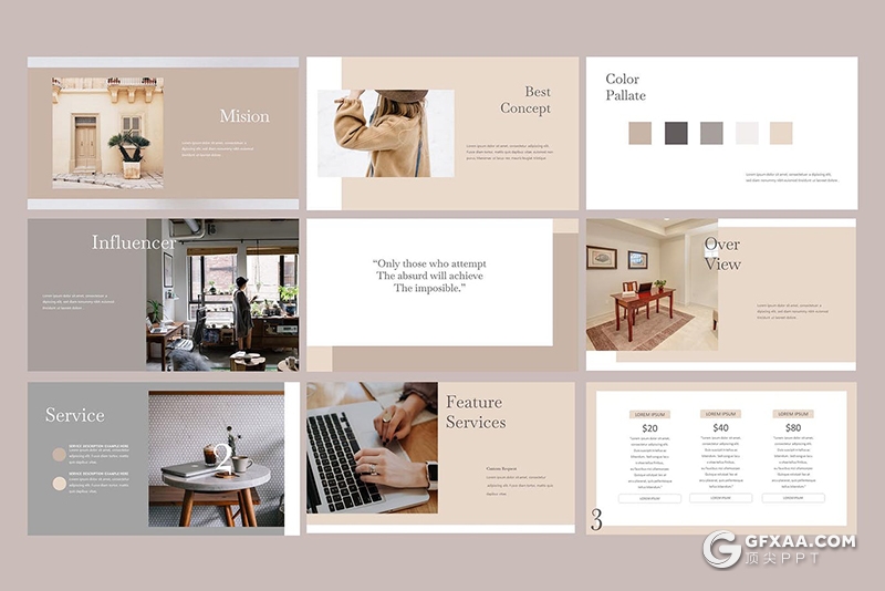 50页时尚流行风格欧美简约PPT模板 - 顶尖PPT