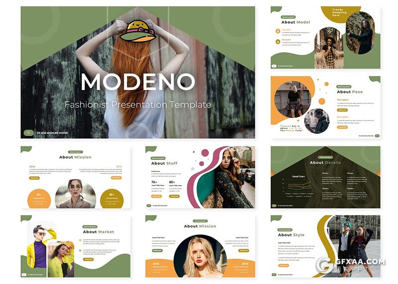 30页卡通图形服装市场调研分析Google slides模板 - 顶尖PPT