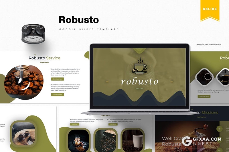 30页咖啡产品宣传咖啡种类咖啡主题Google slides模板5种配色 - 顶尖PPT