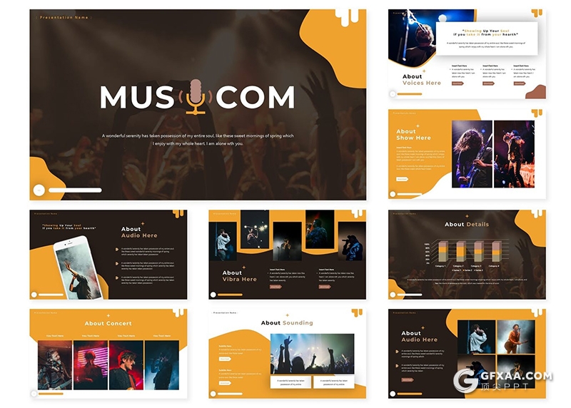 30页创意设计音乐演唱会音乐活动策划keynote模板5种配色 - 顶尖PPT