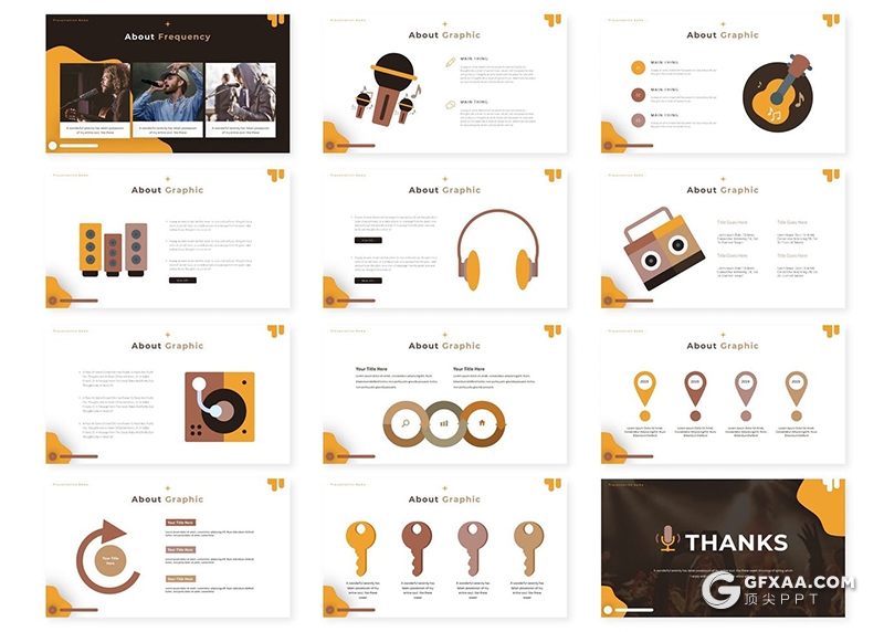 30页创意设计音乐演唱会音乐活动策划keynote模板5种配色 - 顶尖PPT