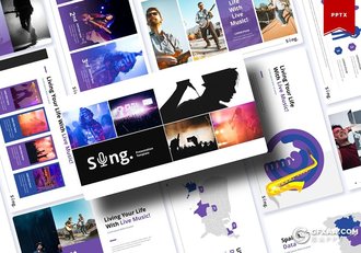 30页国外演唱会活动现场规划音乐节活动策划PPT模板5种配色 - 顶尖PPT