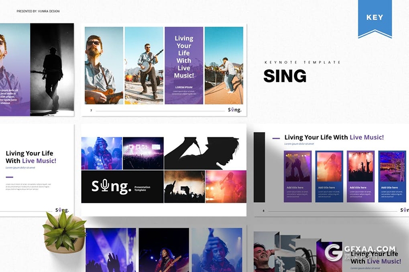 30页国外演唱会活动现场规划音乐节活动策划keynote模板5种配色 - 顶尖PPT