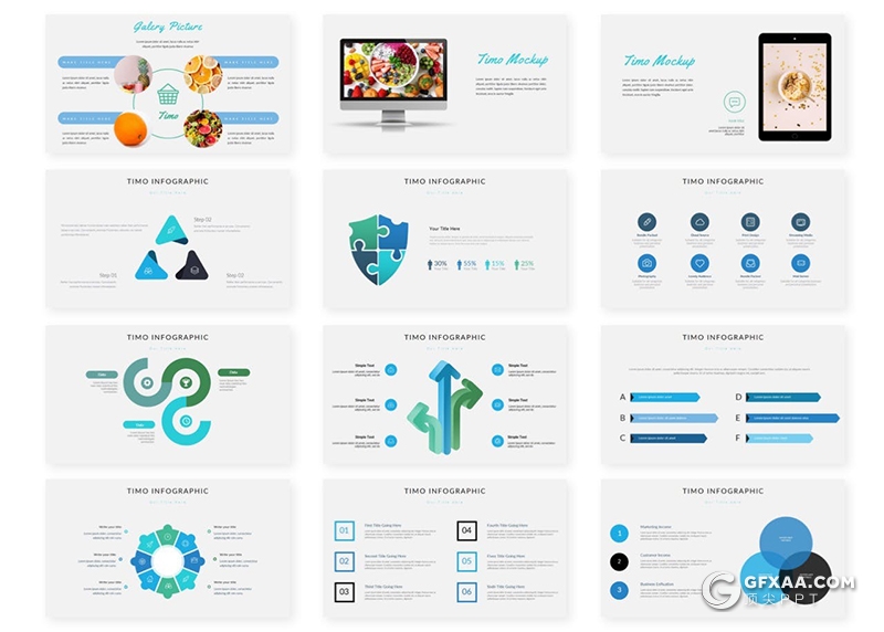 30页扁平化商务工作计划数据分析统计keynote模板5种配色 - 顶尖PPT
