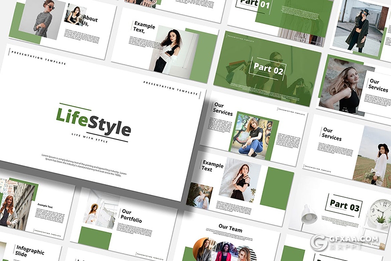 绿色国外时尚女性服装展示服装行业分析PPT模板 - 顶尖PPT