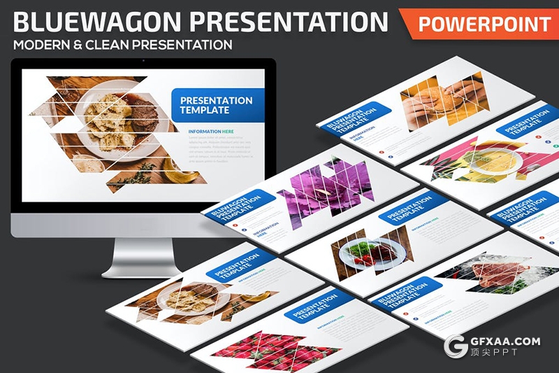 32页创意几何图形图片展示PPT模板 - 顶尖PPT