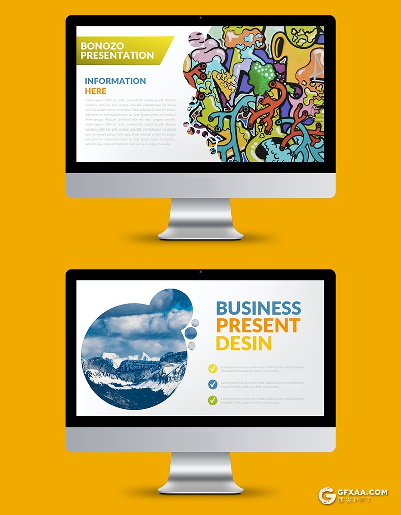 32页创意圆形图片占位符图片展示PPT模板 - 顶尖PPT