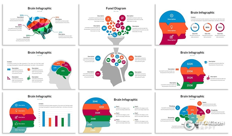 PPT创意大脑信息图形模板 - 顶尖PPT