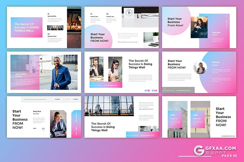 30页渐变配色商务企业介绍宣传项目合作通用keynote模板 - 顶尖PPT