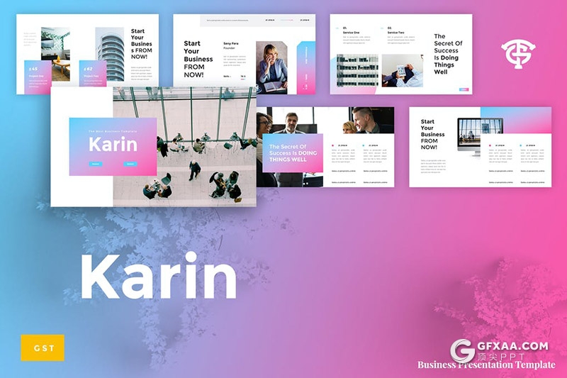 30页渐变配色商务企业介绍宣传项目合作通用Google slides模板 - 顶尖PPT