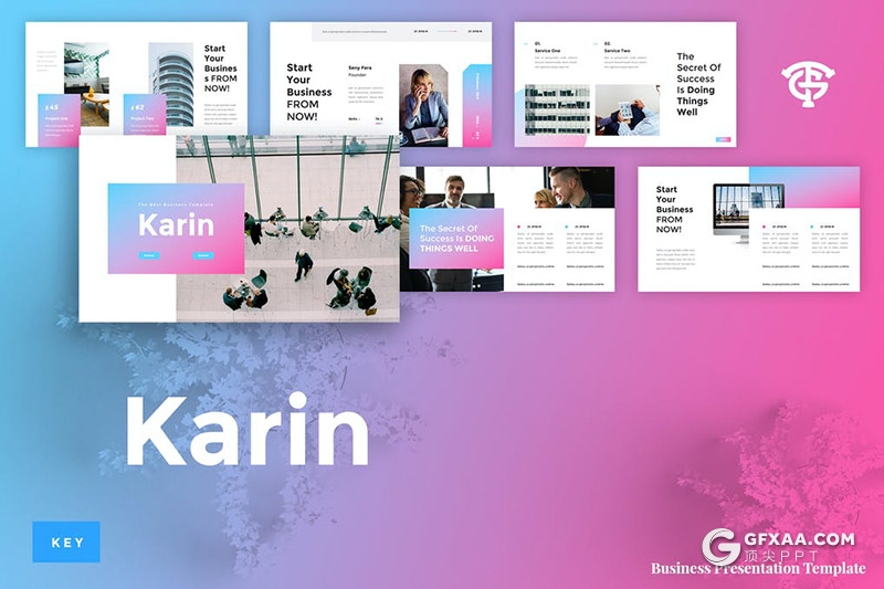 30页渐变配色商务企业介绍宣传项目合作通用keynote模板 - 顶尖PPT