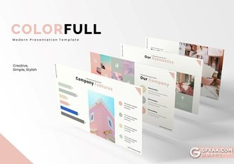 30页时尚简约小清新文艺风格PPT模板5种配色 - 顶尖PPT