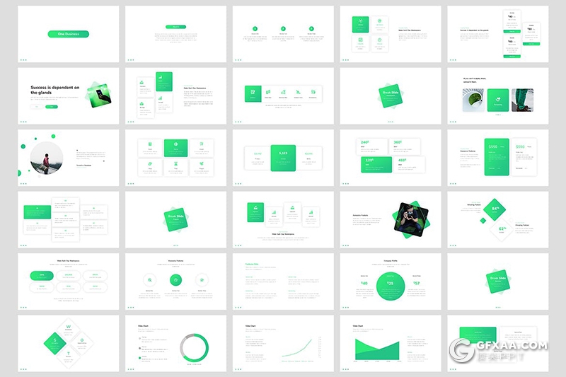 31页绿色渐变项目数据报告总结PPT模板 - 顶尖PPT