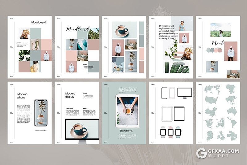 52页竖版国外简约文艺唯美风格PPT模板 - 顶尖PPT