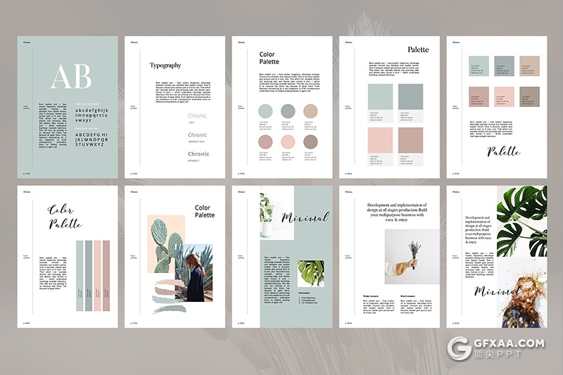 52页竖版国外简约文艺唯美风格PPT模板 - 顶尖PPT