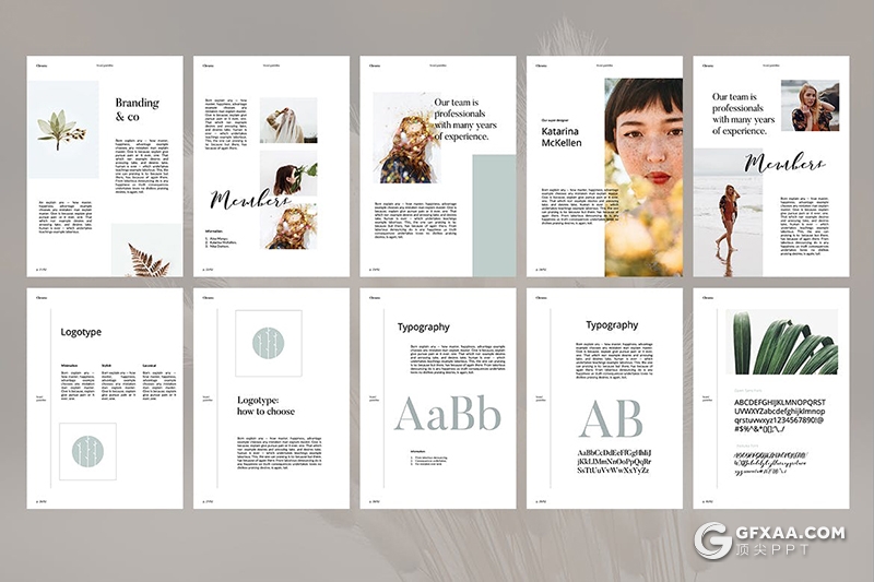 52页竖版国外简约文艺唯美风格PPT模板 - 顶尖PPT