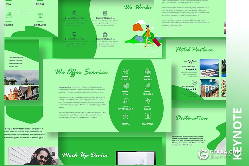 36页创意图形设计旅游度假主题系列PPT模板 - 顶尖PPT