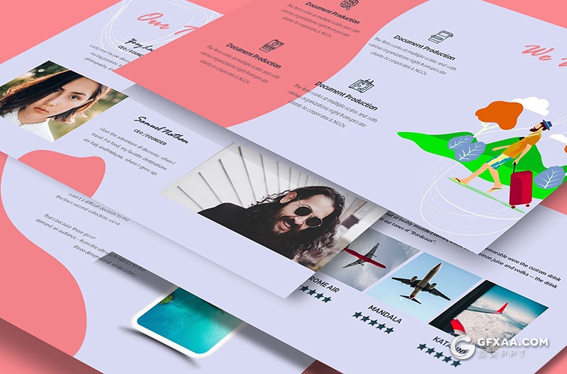 36页创意图形设计旅游度假主题系列PPT模板 - 顶尖PPT