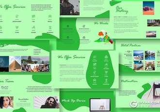 36页创意图形设计旅游度假主题系列PPT模板 - 顶尖PPT