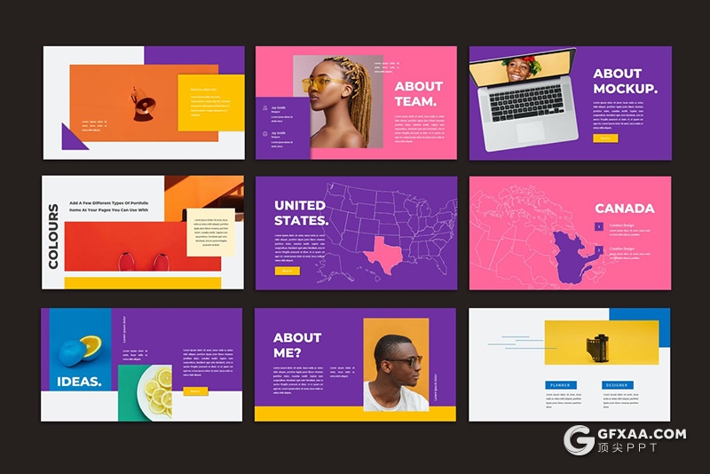 30页彩色时尚杂志风格艺术写真PPT模板 - 顶尖PPT