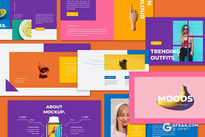 30页彩色时尚杂志风格艺术写真PPT模板 - 顶尖PPT