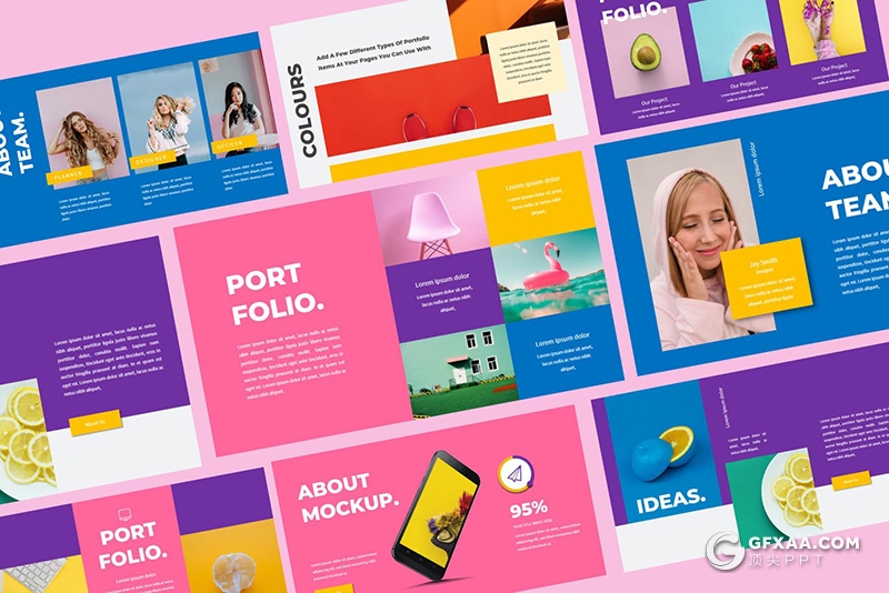 30页彩色时尚杂志风格艺术写真PPT模板 - 顶尖PPT