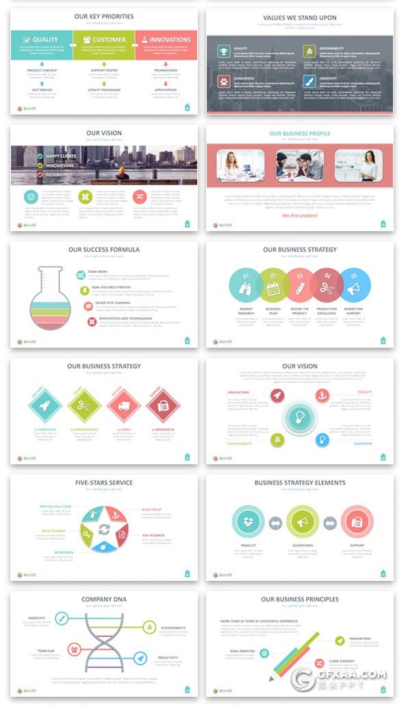 333页彩色动画欧美商务数据统计工作汇报企业介绍通用PPT模板16:9/4:3尺寸ppt - 顶尖PPT