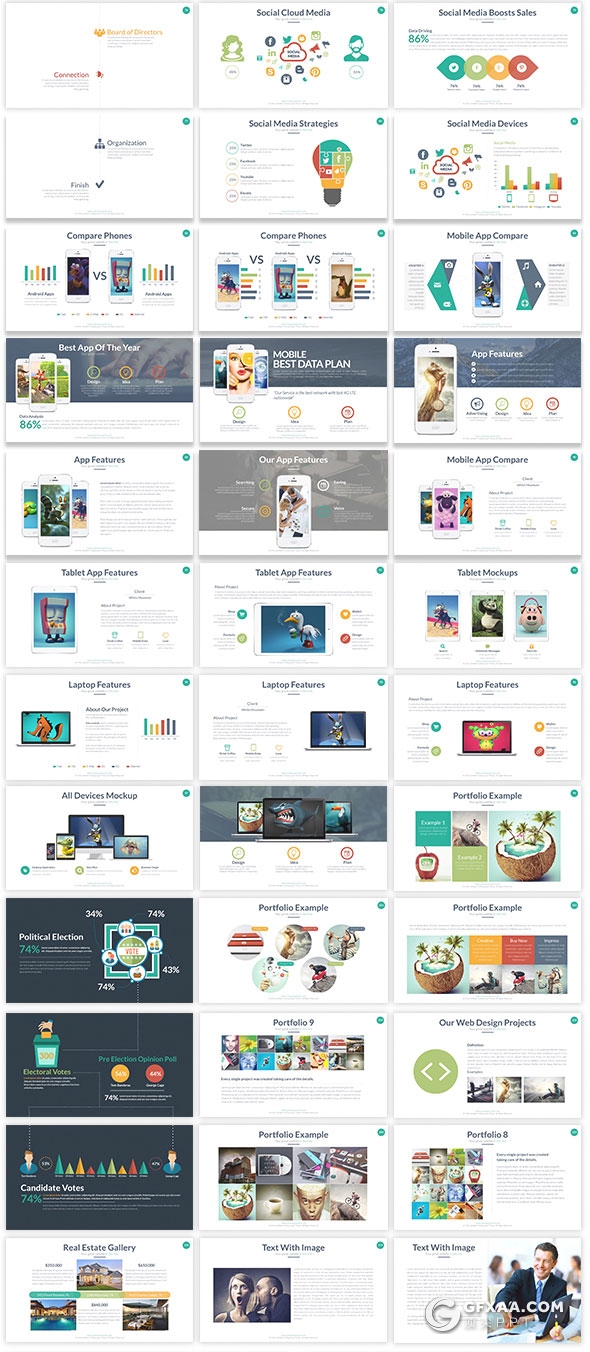 403页国外大型商务通用PPT模板16:9/4:3/16:10/A4四种尺寸PPT模板 - 顶尖PPT