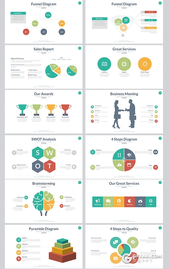 403页国外大型商务通用PPT模板16:9/4:3/16:10/A4四种尺寸PPT模板 - 顶尖PPT