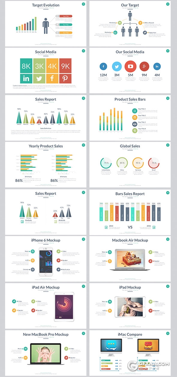 403页国外大型商务通用PPT模板16:9/4:3/16:10/A4四种尺寸PPT模板 - 顶尖PPT