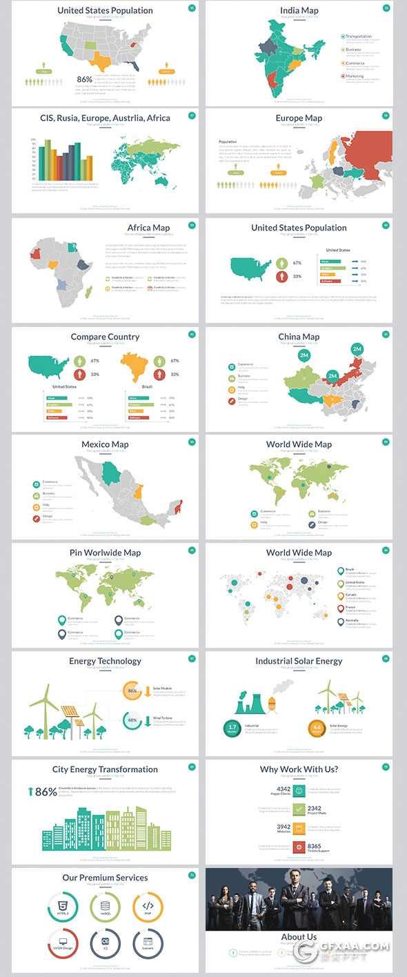 403页国外大型商务通用PPT模板16:9/4:3/16:10/A4四种尺寸PPT模板 - 顶尖PPT