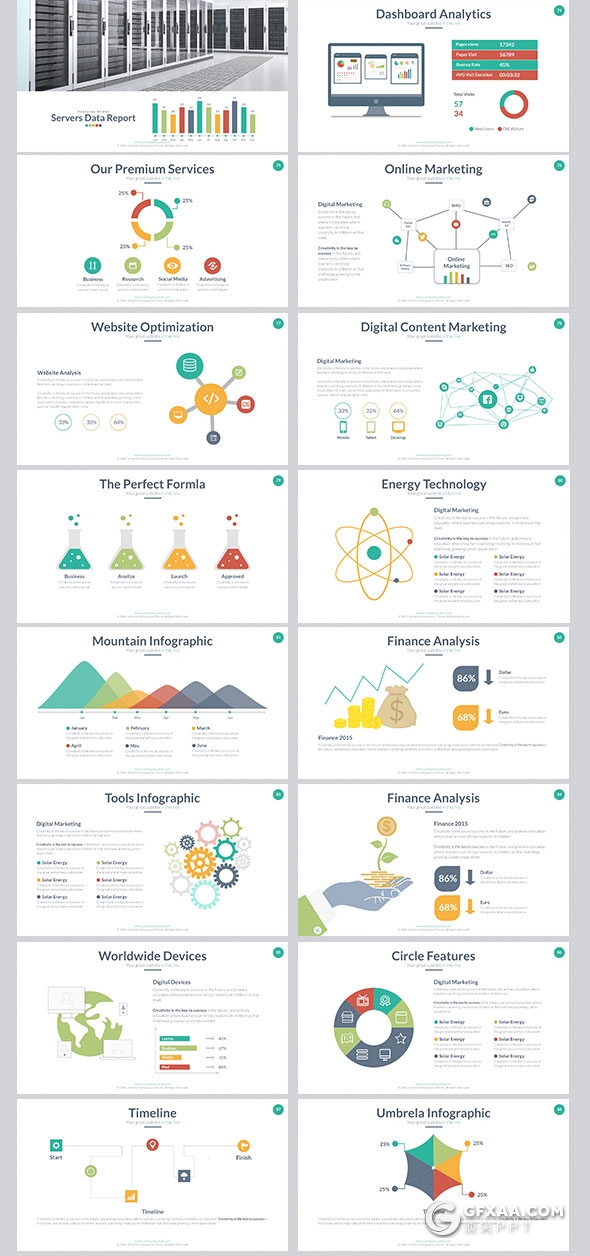 403页国外大型商务通用PPT模板16:9/4:3/16:10/A4四种尺寸PPT模板 - 顶尖PPT