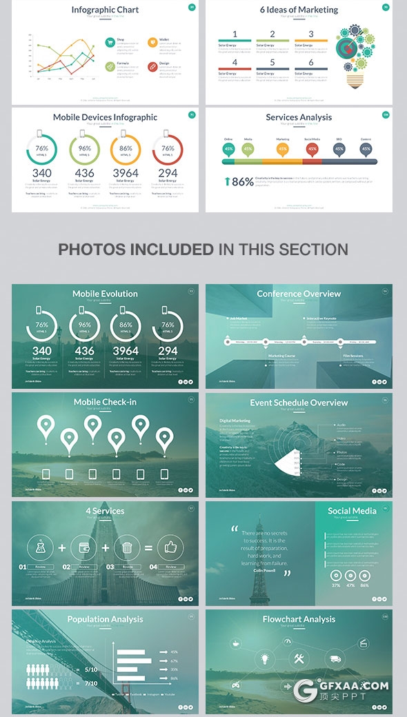 403页国外大型商务通用PPT模板16:9/4:3/16:10/A4四种尺寸PPT模板 - 顶尖PPT