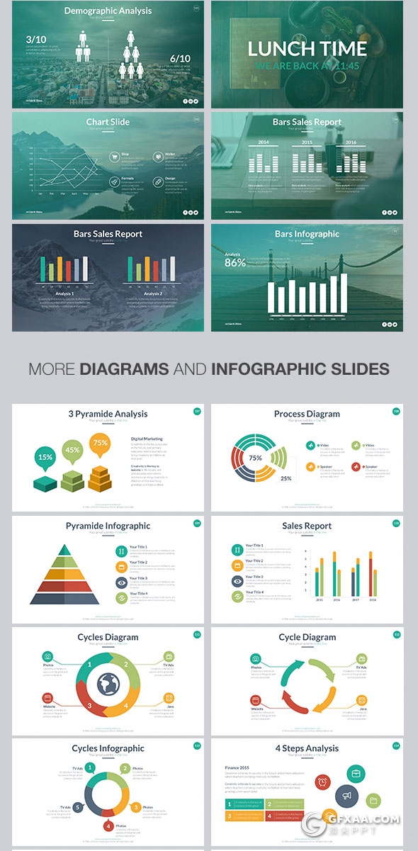 403页国外大型商务通用PPT模板16:9/4:3/16:10/A4四种尺寸PPT模板 - 顶尖PPT