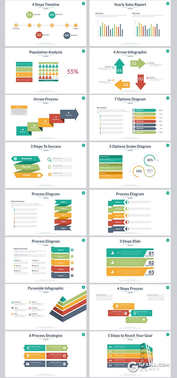403页国外大型商务通用PPT模板16:9/4:3/16:10/A4四种尺寸PPT模板 - 顶尖PPT