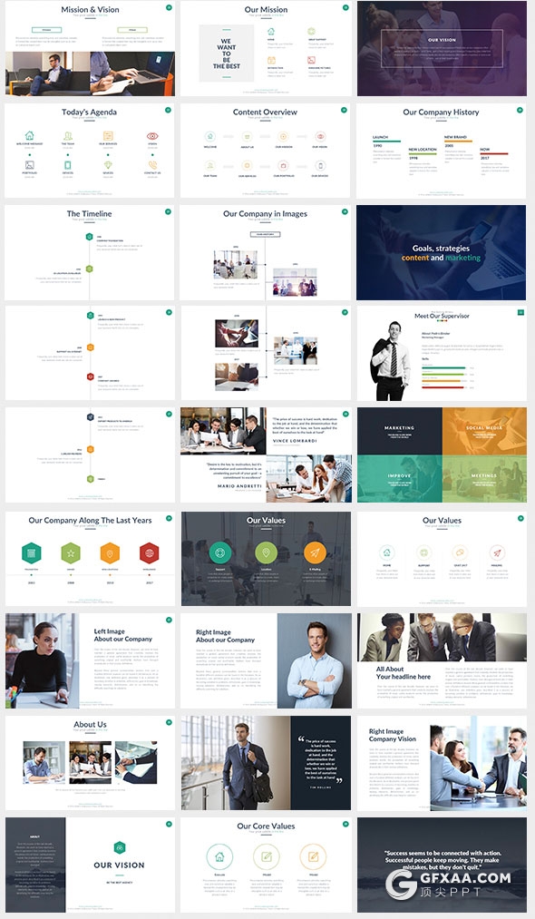 403页国外大型商务通用PPT模板16:9/4:3/16:10/A4四种尺寸PPT模板 - 顶尖PPT
