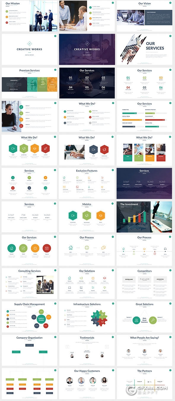 403页国外大型商务通用PPT模板16:9/4:3/16:10/A4四种尺寸PPT模板 - 顶尖PPT