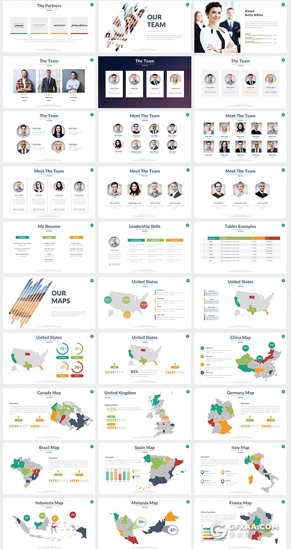 403页国外大型商务通用PPT模板16:9/4:3/16:10/A4四种尺寸PPT模板 - 顶尖PPT