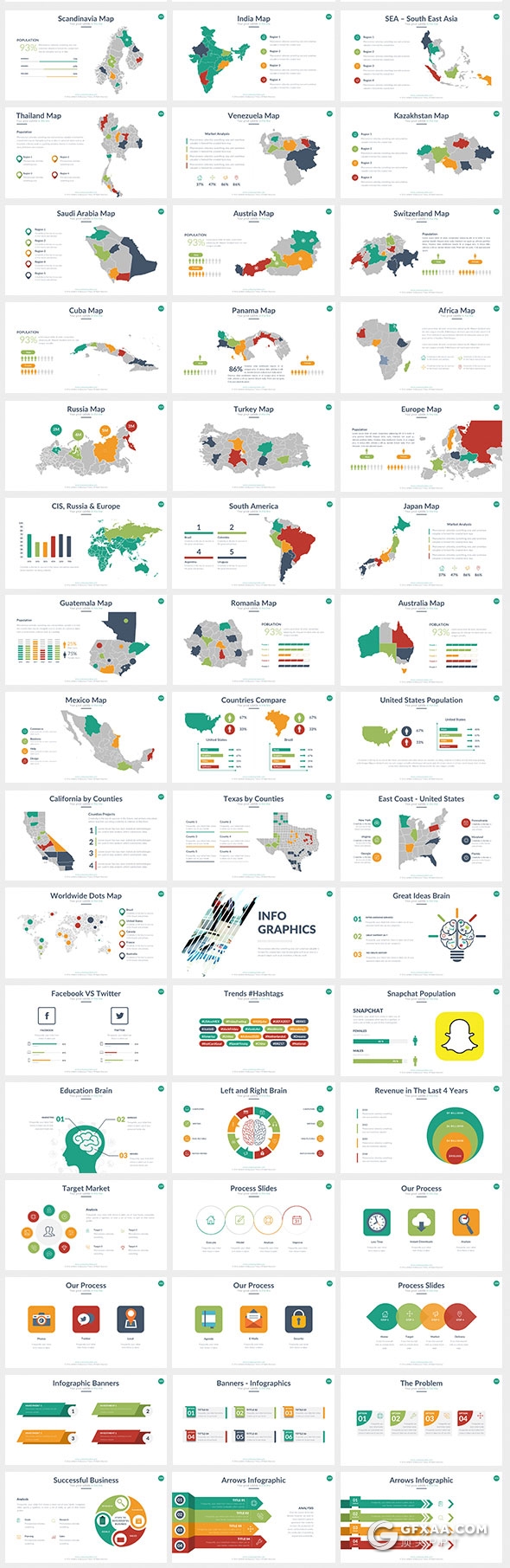 403页国外大型商务通用PPT模板16:9/4:3/16:10/A4四种尺寸PPT模板 - 顶尖PPT