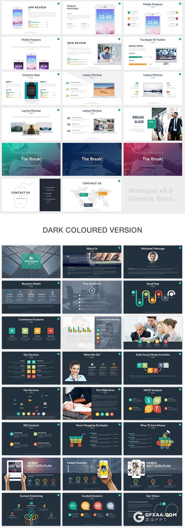 403页国外大型商务通用PPT模板16:9/4:3/16:10/A4四种尺寸PPT模板 - 顶尖PPT