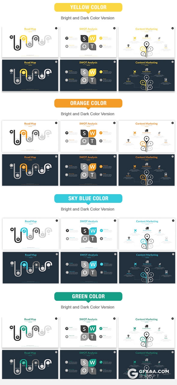 403页国外大型商务通用PPT模板16:9/4:3/16:10/A4四种尺寸PPT模板 - 顶尖PPT