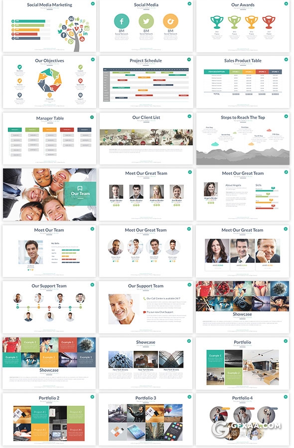 403页国外大型商务通用PPT模板16:9/4:3/16:10/A4四种尺寸PPT模板 - 顶尖PPT