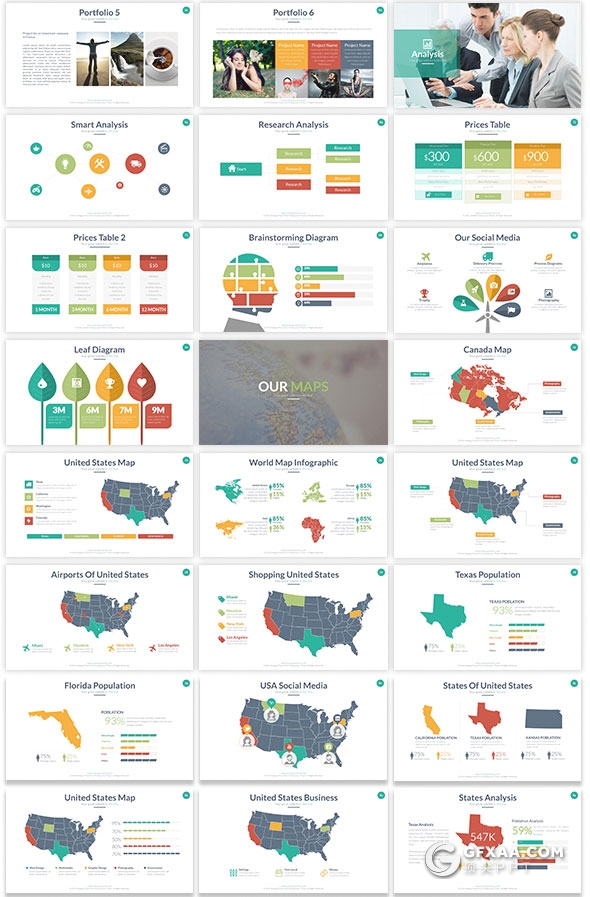 403页国外大型商务通用PPT模板16:9/4:3/16:10/A4四种尺寸PPT模板 - 顶尖PPT