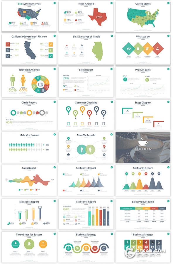 403页国外大型商务通用PPT模板16:9/4:3/16:10/A4四种尺寸PPT模板 - 顶尖PPT